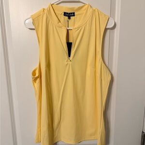 Bad Birdie Light Yellow Zip Tank Top